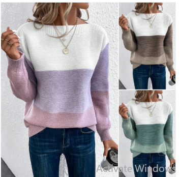 Nalia - elegante driekleurige patchwork trui