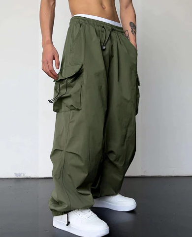 Cargobroek | losse pasvorm | trekkoord | wijde broek | herenkleding