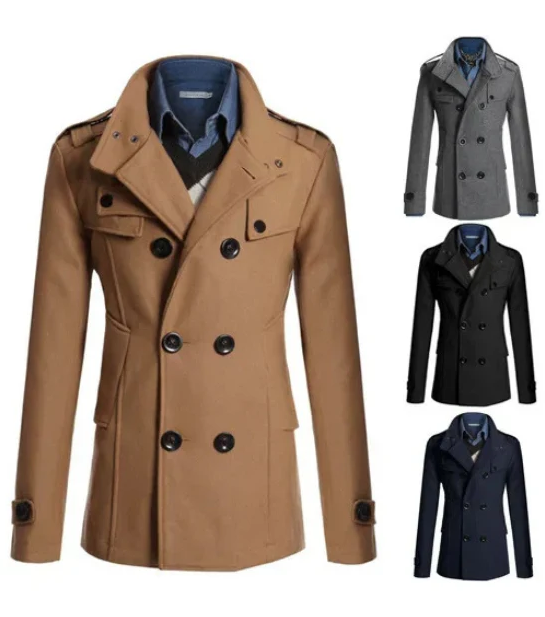 Herenwinterjas - elegante trenchcoat met opstaande kraag en thermische afdichting