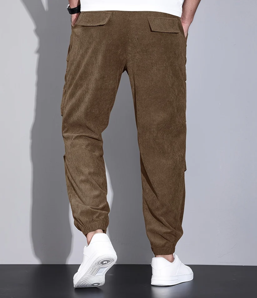 Koffiekleurige corduroy broek - Leo