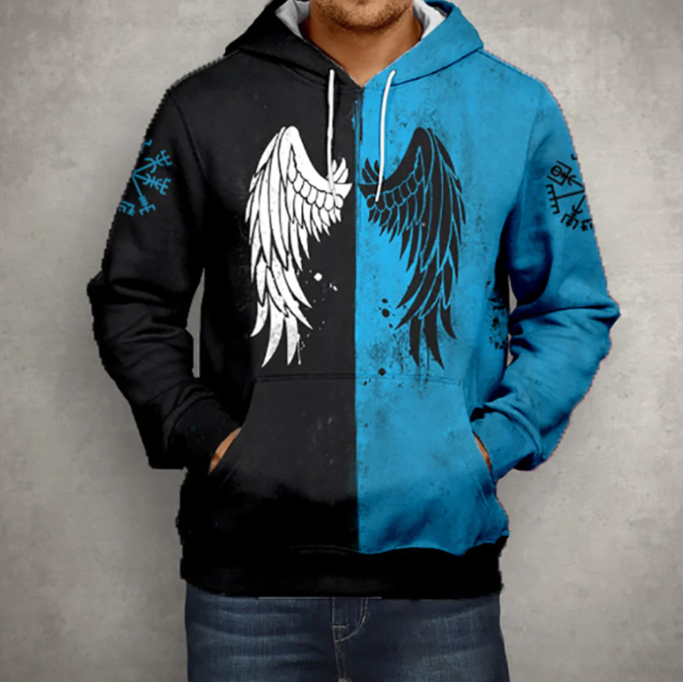 Ludek - herenhoodie met ritssluiting en vleugels