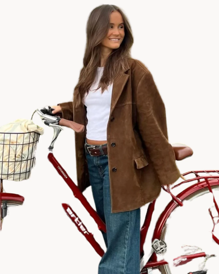 Lelie | luxe camel suède damesblazer