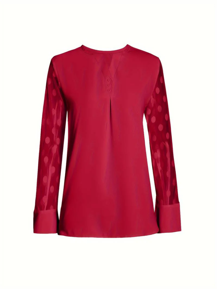 Amalia - gebreide blouse dames v-hals knoopsluiting
