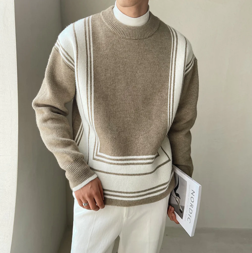 Razvan - moderne gebreide herentrui met ronde hals