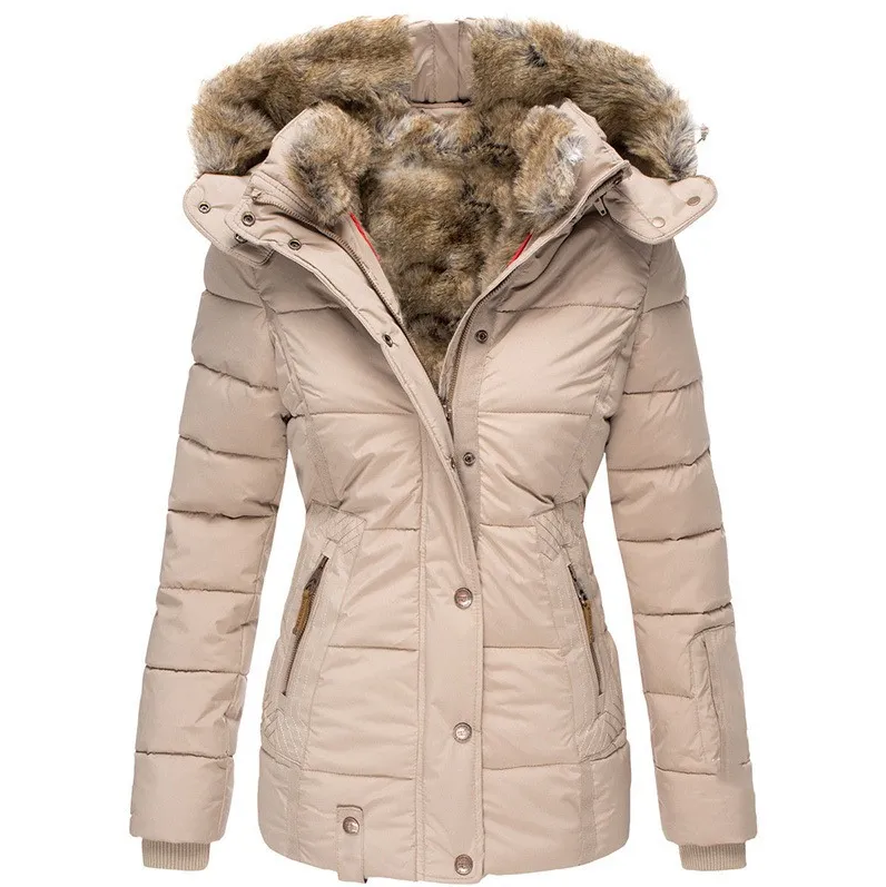 Elegante dames winterjas met bontcapuchon