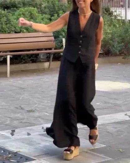 Chloe – zwart vintage tweedelig