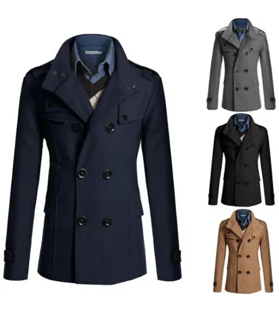 Herenwinterjas - elegante trenchcoat met opstaande kraag en thermische afdichting
