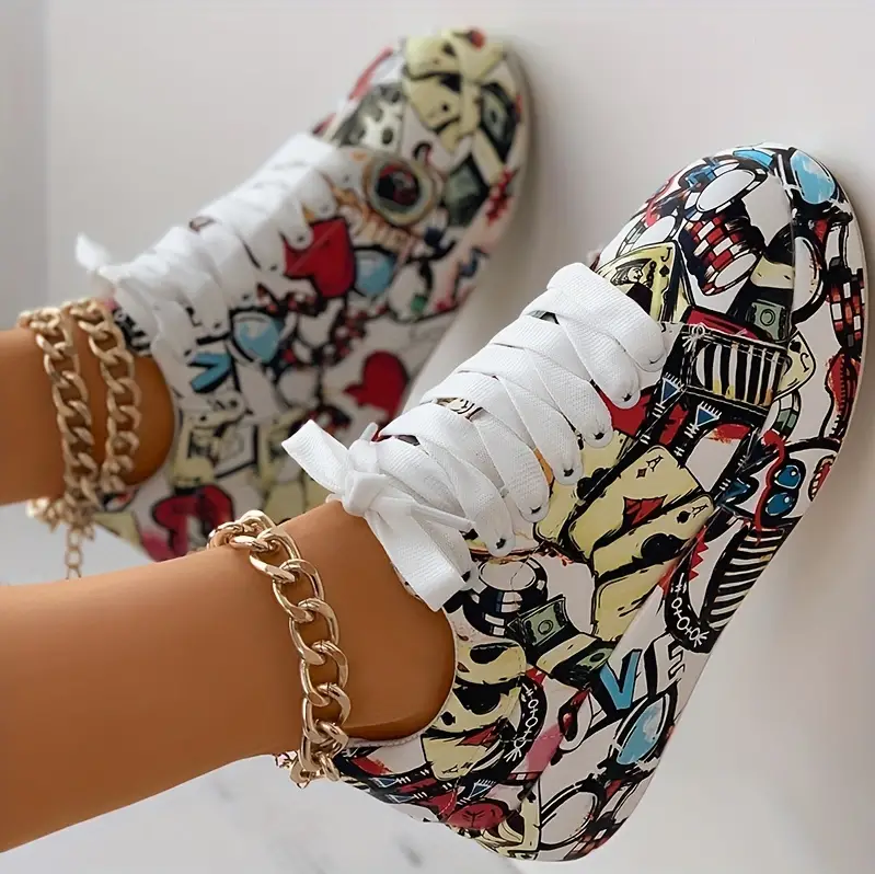 Hazel | stijlvolle damessneakers met graffitiprint