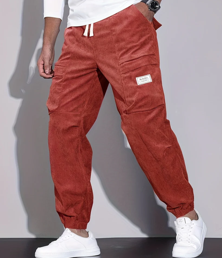 Koffiekleurige corduroy broek - Leo
