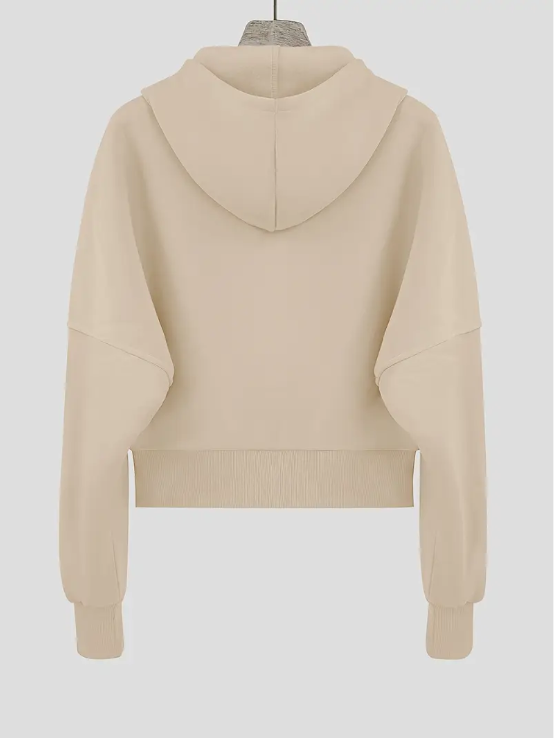 Scharlakenrode cropped katoenen hoodie met rits