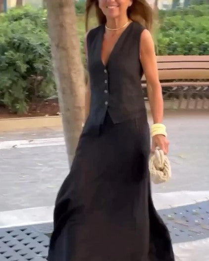 Chloe – zwart vintage tweedelig