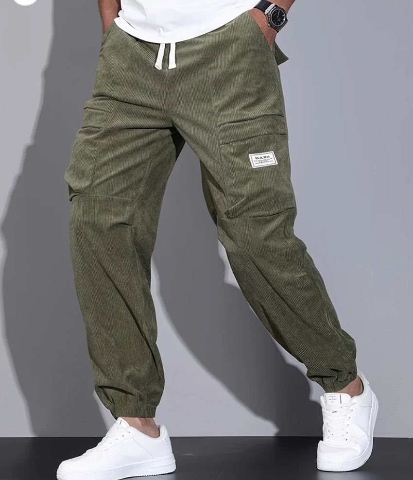 Koffiekleurige corduroy broek - Leo