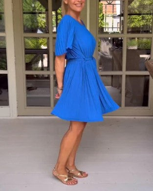 Evelyn – blauwe, elegante mini-jurk voor dames