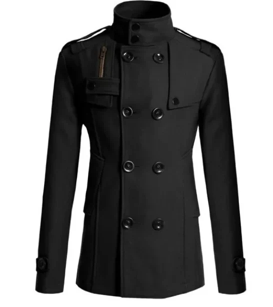 Herenwinterjas - elegante trenchcoat met opstaande kraag en thermische afdichting