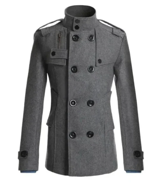 Herenwinterjas - elegante trenchcoat met opstaande kraag en thermische afdichting