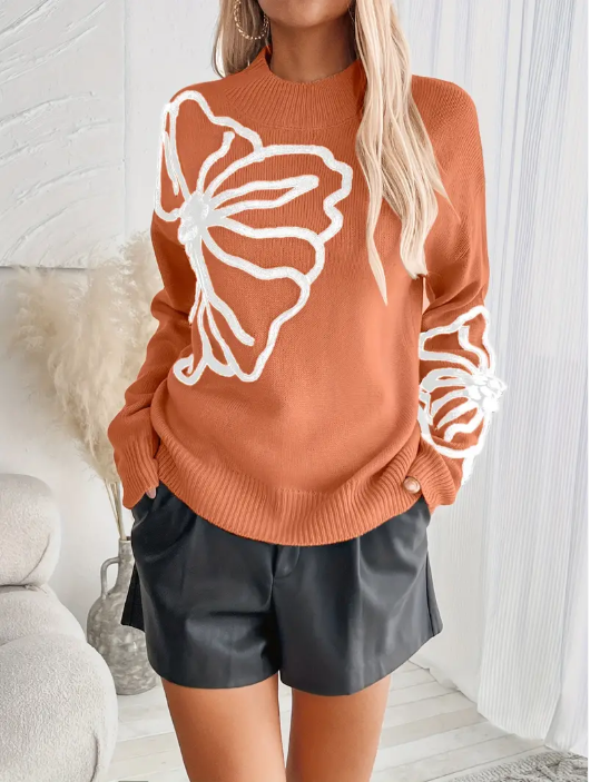 Kelsey - gebreide trui met bloemenborduurwerk