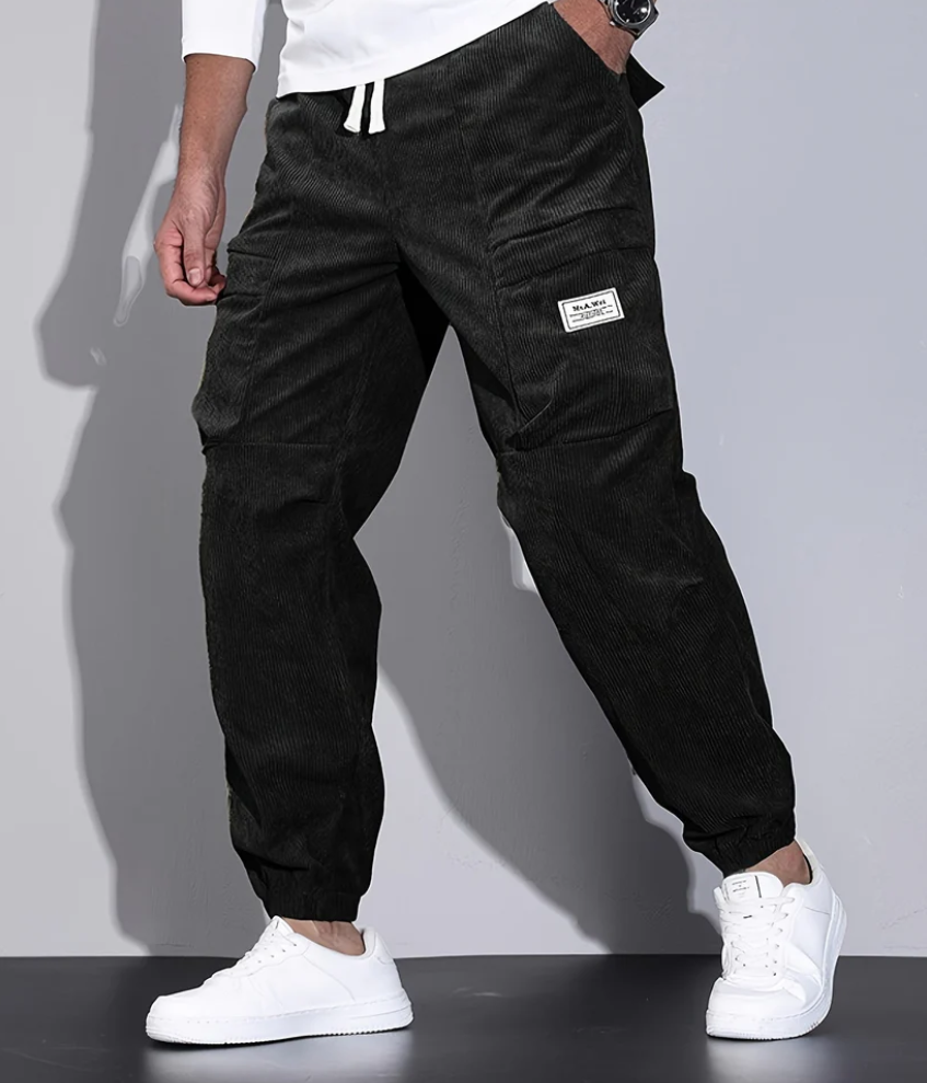 Koffiekleurige corduroy broek - Leo