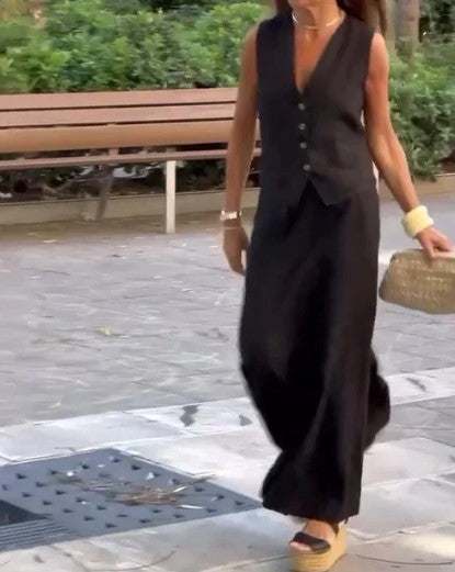 Chloe – zwart vintage tweedelig