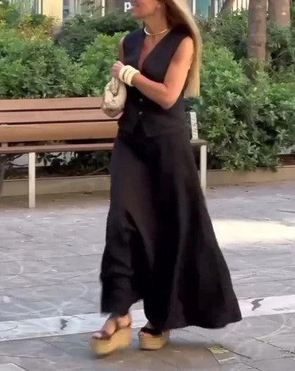 Chloe – zwart vintage tweedelig