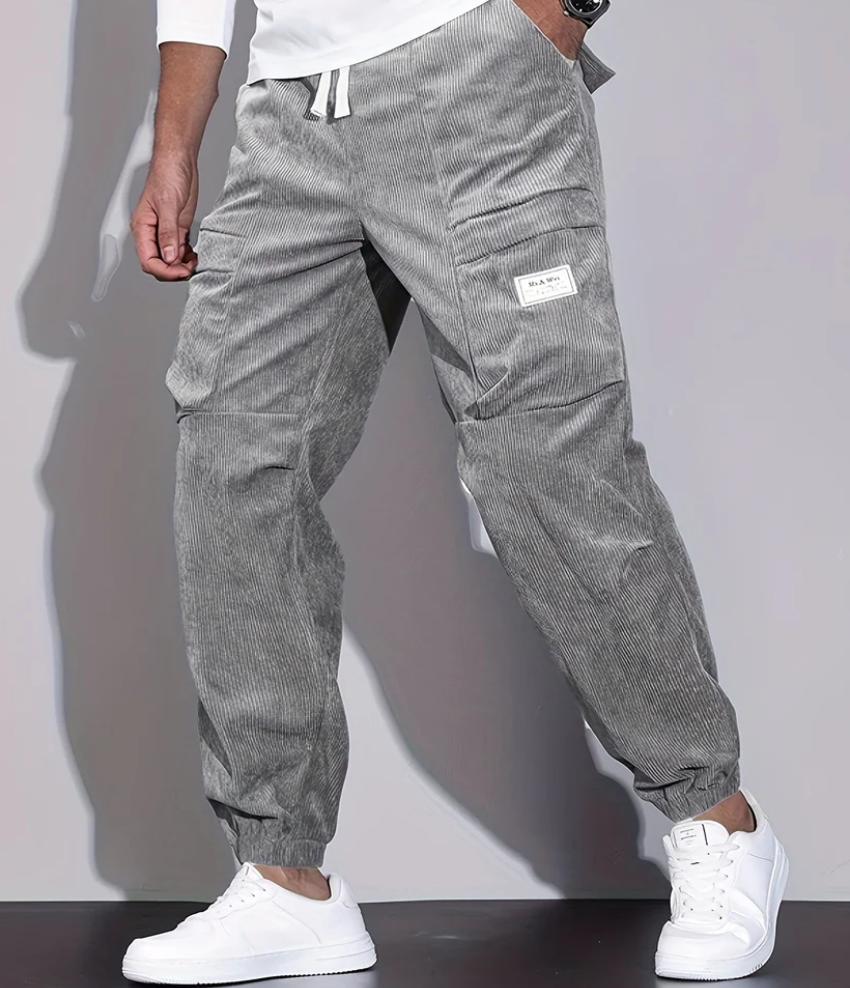 Koffiekleurige corduroy broek - Leo