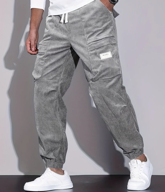 Koffiekleurige corduroy broek - Leo