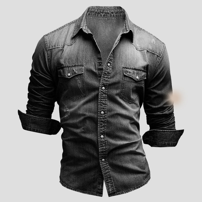 Peter - denim overhemd met lange mouwen