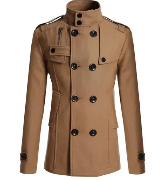 Herenwinterjas - elegante trenchcoat met opstaande kraag en thermische afdichting
