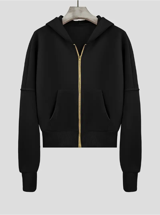 Scharlakenrode cropped katoenen hoodie met rits