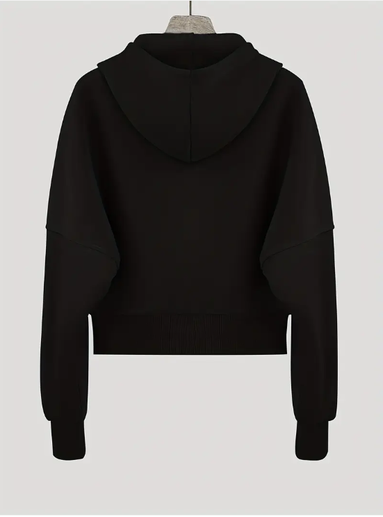 Scharlakenrode cropped katoenen hoodie met rits