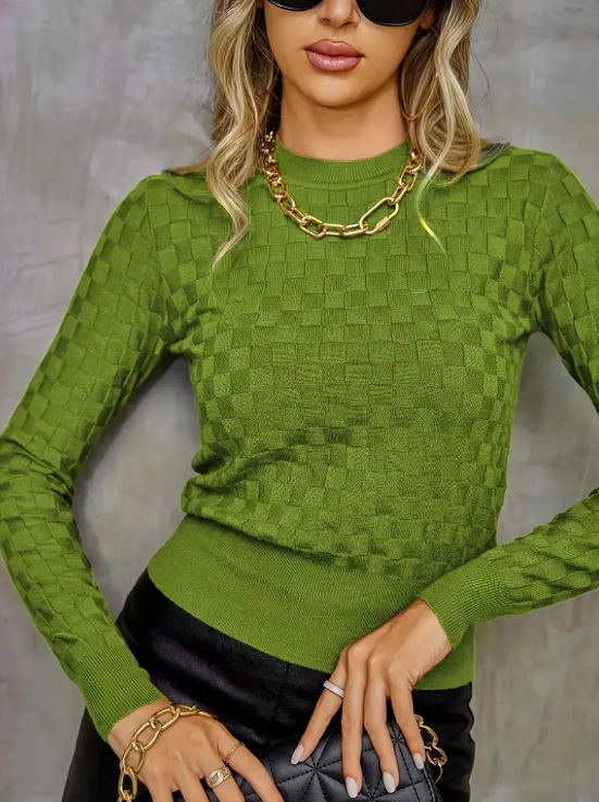 Rita - geruite gebreide trui