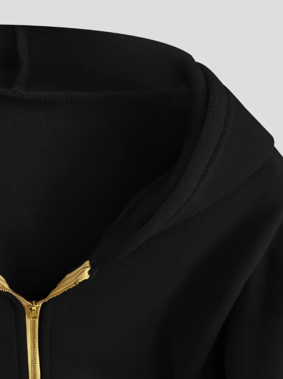 Scharlakenrode cropped katoenen hoodie met rits