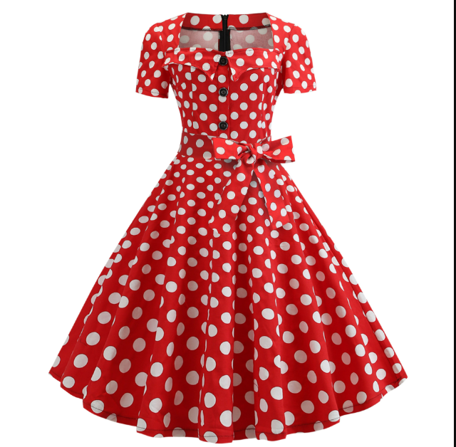 RETRO CHIC  - Schönes Vintage Polka Kleid für den Frühling/Sommer