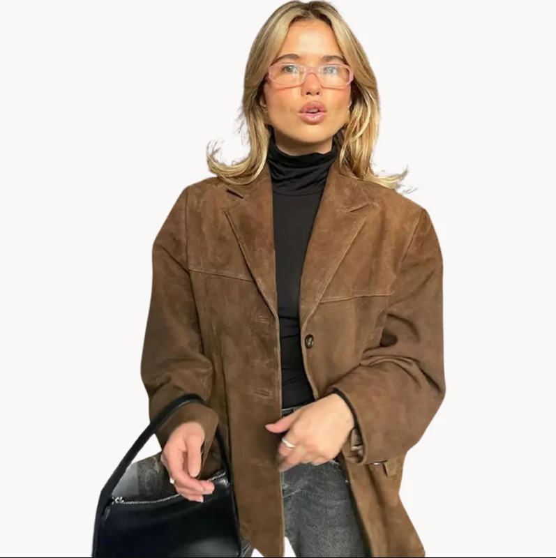 Lelie | luxe camel suède damesblazer