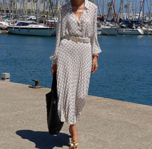 Hannah – casual witte maxi-jurk met lange mouwen