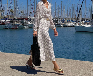 Hannah – casual witte maxi-jurk met lange mouwen