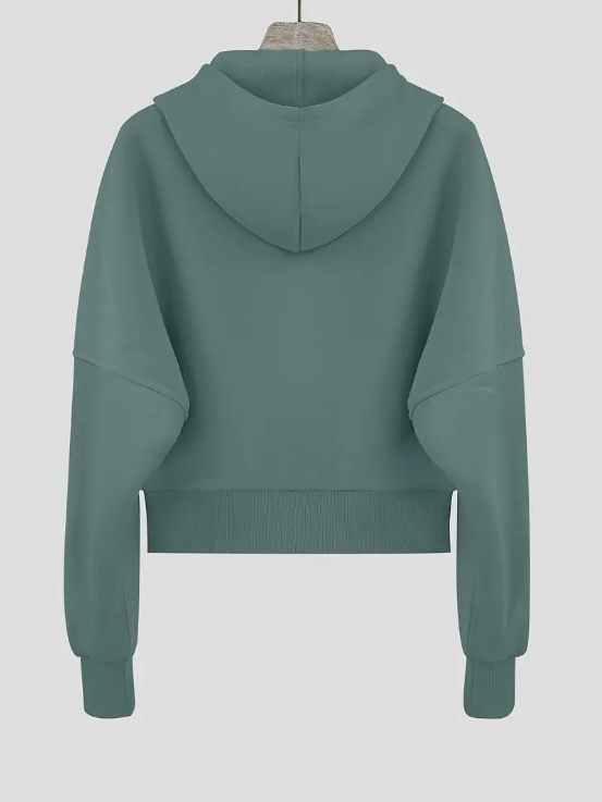 Scharlakenrode cropped katoenen hoodie met rits