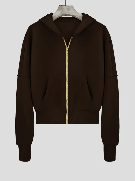 Scharlakenrode cropped katoenen hoodie met rits