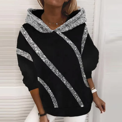 Sia casual hoodie met paillettenprint