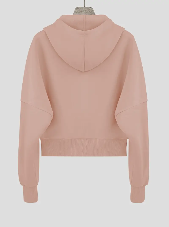 Scharlakenrode cropped katoenen hoodie met rits