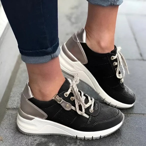 Comfortabele orthopedische wedge sneakers dames - wintermode 2025