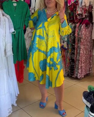 Ava – felgeel kort jurkje