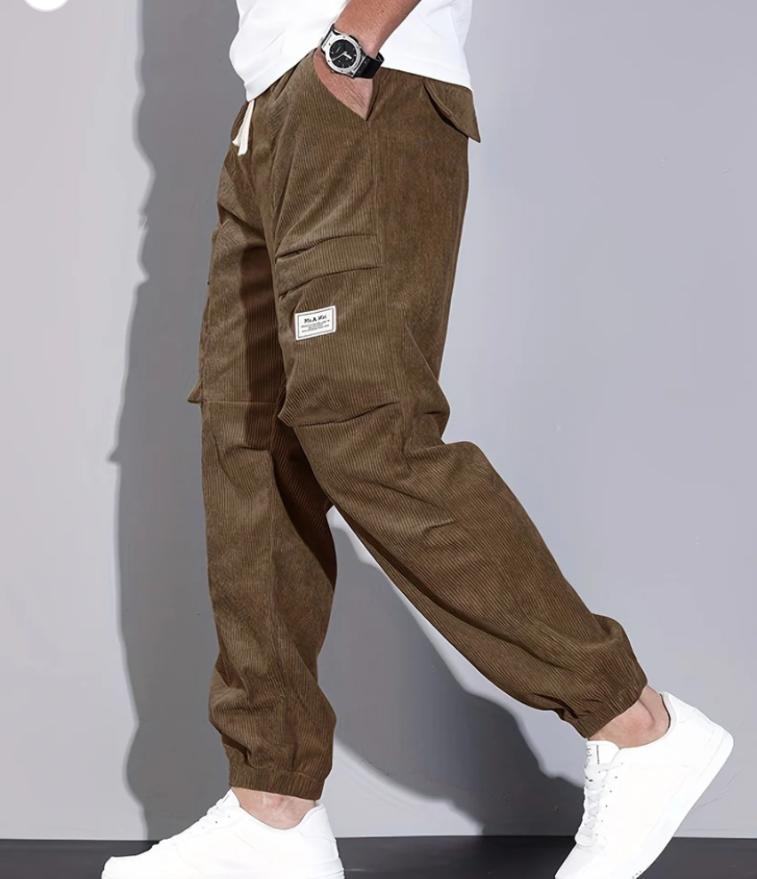 Koffiekleurige corduroy broek - Leo