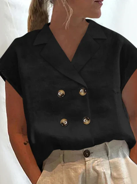 Elea - elegante blouse met korte mouwen van katoen en linnen