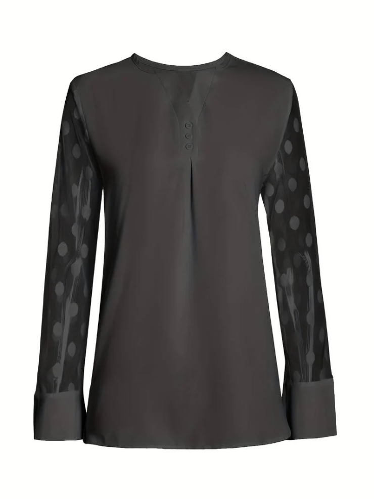 Amalia - gebreide blouse dames v-hals knoopsluiting