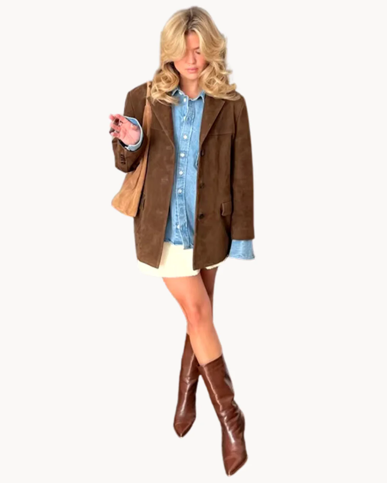 Lelie | luxe camel suède damesblazer