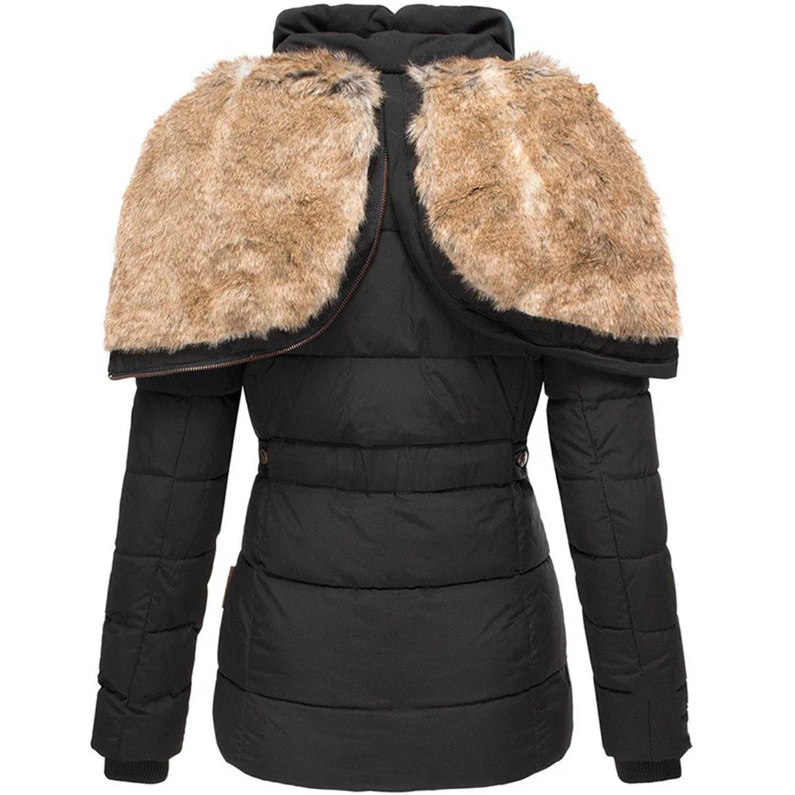 Elegante dames winterjas met bontcapuchon