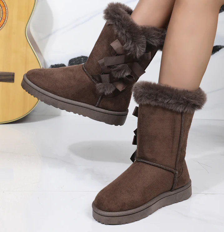 Remy | klassieke snowboots met bontvoering in het midden van de buis rose & remy