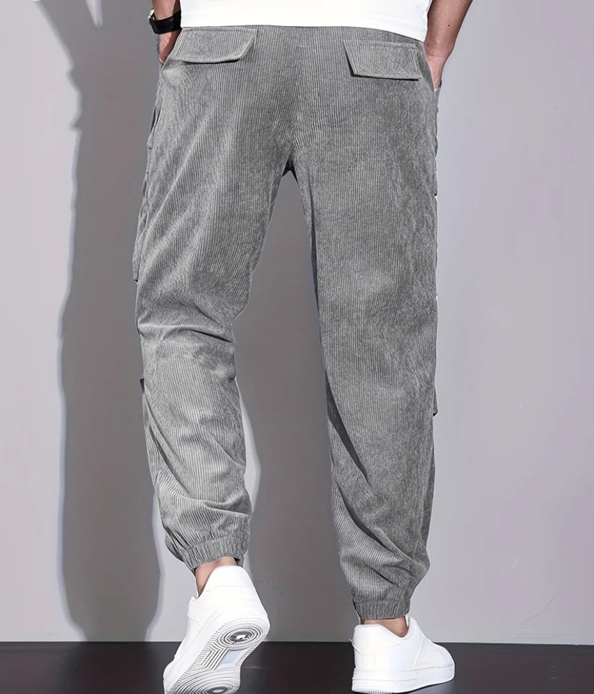 Koffiekleurige corduroy broek - Leo
