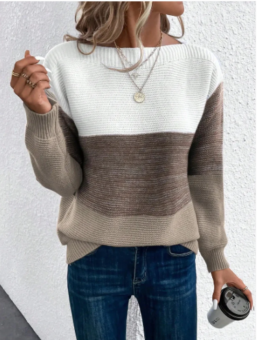 Nalia - elegante driekleurige patchwork trui