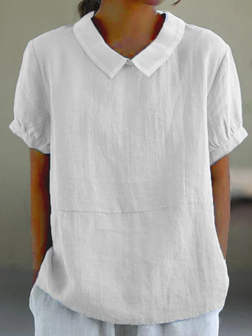 Adele - zomerblouse voor dames, katoen, korte mouwen